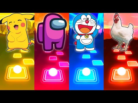 Pikachu vs Among Us vs Doraemon vs Chicken - Tiles Hop EDM Rush
