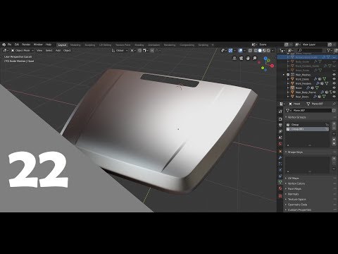 Blender 2.8 Car Modeling Tutorial - Part 22 (Finishing The Hood)
