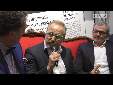 transport logistic 2017: Markus Sontheimer und Ewald Kaiser auf dem Roten Sofa der DVZ