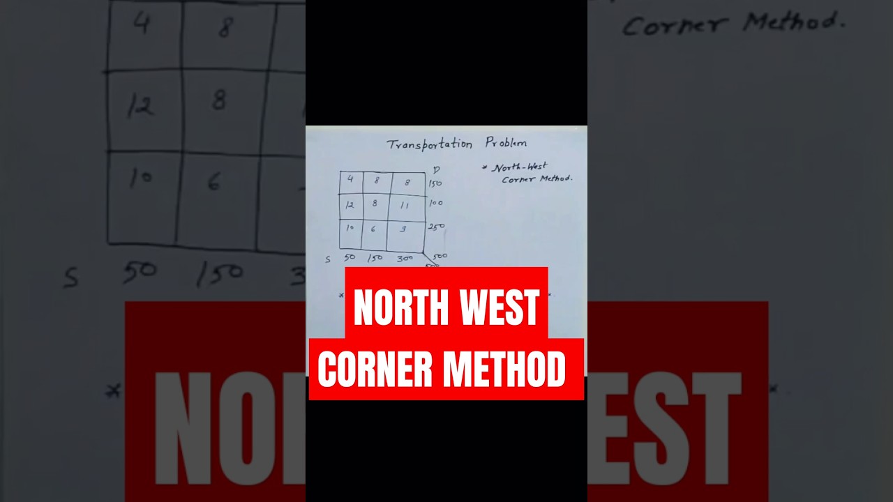 North west corner method transportation problem #shorts #transportation #northwestcornermethod