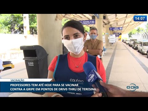 Professores se vacinam contra a gripe H1N1 em pontos de drive-thru em Teresina 20 05 2021