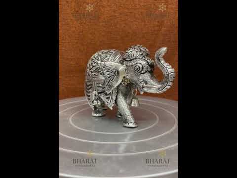 Bharat handicrafts silver white metal elephant, for interior...