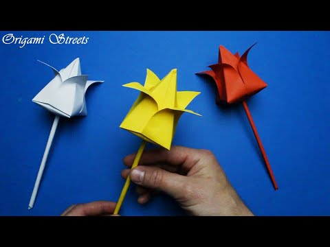 Как сделать тюльпан из одного листа бумаги / How to make a tulip from a single sheet of paper