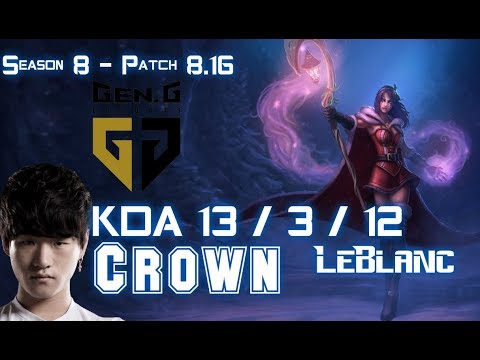 GEN Crown LEBLANC vs GALIO Mid - Patch 8.16 KR Ranked