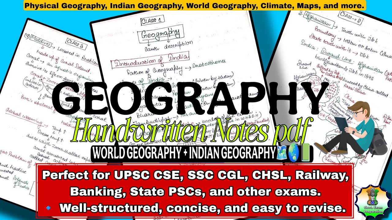 Complete Geography Handwritten Notes PDF for SSC, UPSC & Government Exams | Free Download