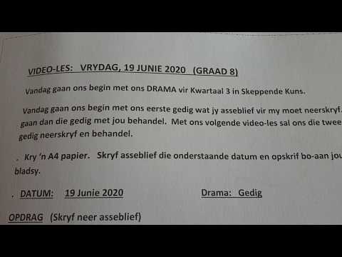 SKEPPENDE KUNSTE GRAAD 8: 19 Junie 2020 - periode 4 (19084)