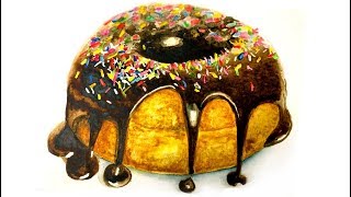 Watercolor Painting Demonstration Chocolate Doughnut / Donut