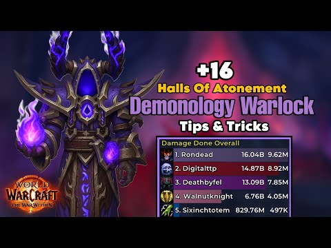 +16 Halls of Atonement | Tips & Tricks | Demonology Warlock | TWW Season 3 Mythic+