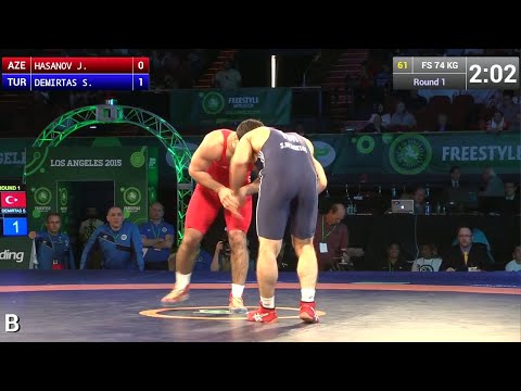 Round 1 FS - 74 kg: Jabrayil HASANOV (AZE) df. Soner DEMIRTAS (TUR), 6-3