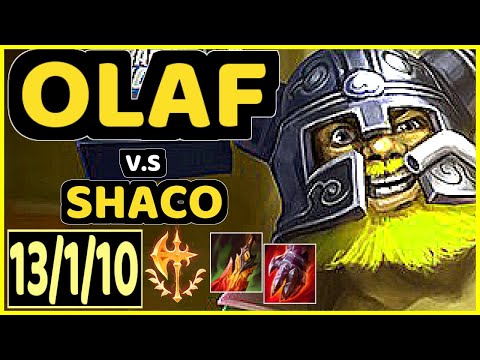 OLAF vs SHACO - 13/1/10 KDA JUNGLE CHALLENGER GAMEPLAY - BR