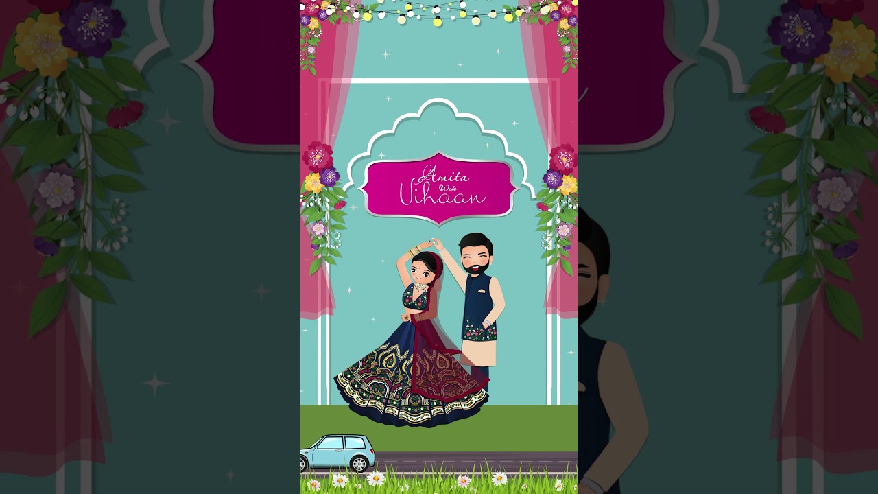 Cute Animated Wedding Invitation Video | Cartoon Couple Invite Template | Adobe Premiere Pro