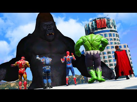 Giant King Kong VS The Avengers & Iron Spider Man & Hulk & Iron Man - Monster Universe