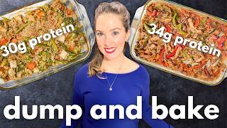 2 Healthy Meal Prep DUMP AND BAKE Vegan Casseroles (Gluten-Free) - Chick'n Fajita and Tofu Teriyaki