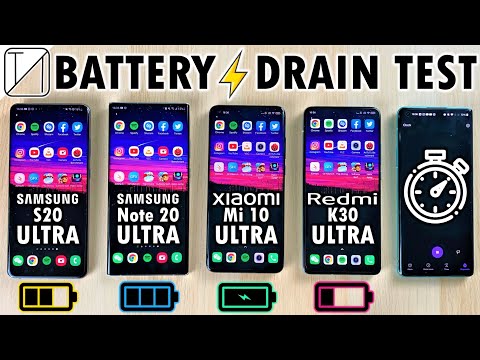 BATTERY DRAIN TEST - Xiaomi Mi 10 Ultra vs Samsung Note 20 Ultra vs S20 Ultra vs Redmi K30 Ultra