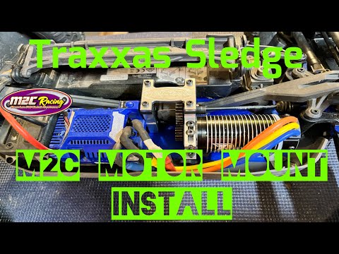 Traxxas Sledge M2C Motor mount installed and new M2C hubs.