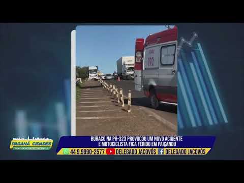 Buraco na PR-323 provoca acidente e motorista fica ferido, em Paiçandu