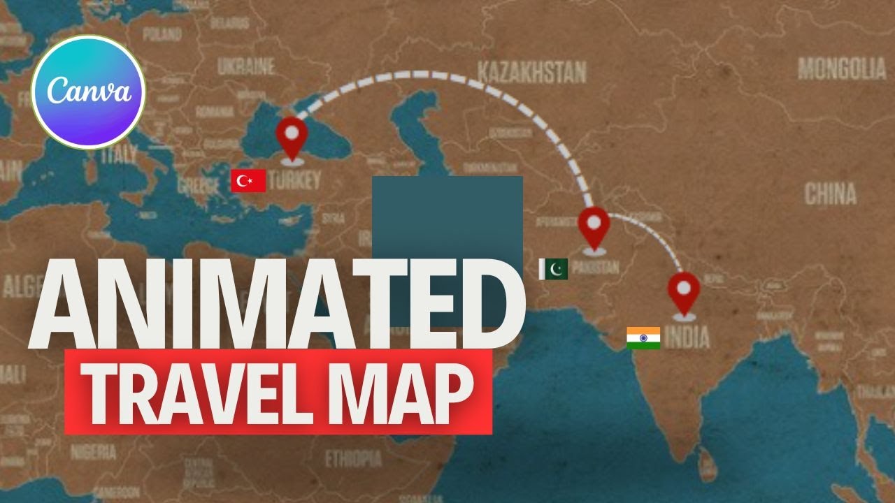 How To Create Travel Map Animation | Flight Route Animation | Canva Tutorial | 2024