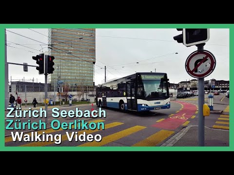 Walking Video / Vom Bahnhof Zürich Seebach zum Bahnhof Oerlikon laufen. Stadt Zürich, Schweiz 2023