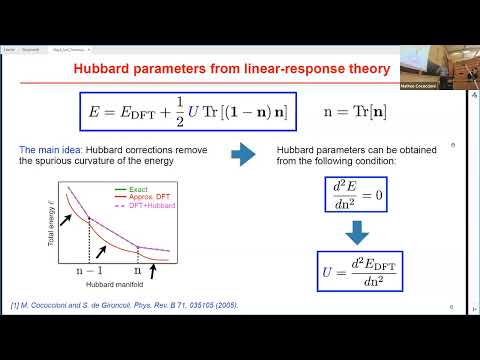 QE school 2023 - 3.2 First-principles calculation of Hubbard parameters using linear-response theory