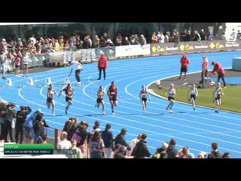Girls U12 100m Timed Final 2: 2021 Commonwealth Bank State Track and Field Championships // LAVicTV