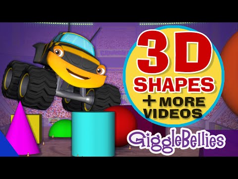 Learn 3D Shapes + More Episodes | Monster Trucks | GiggleBelles