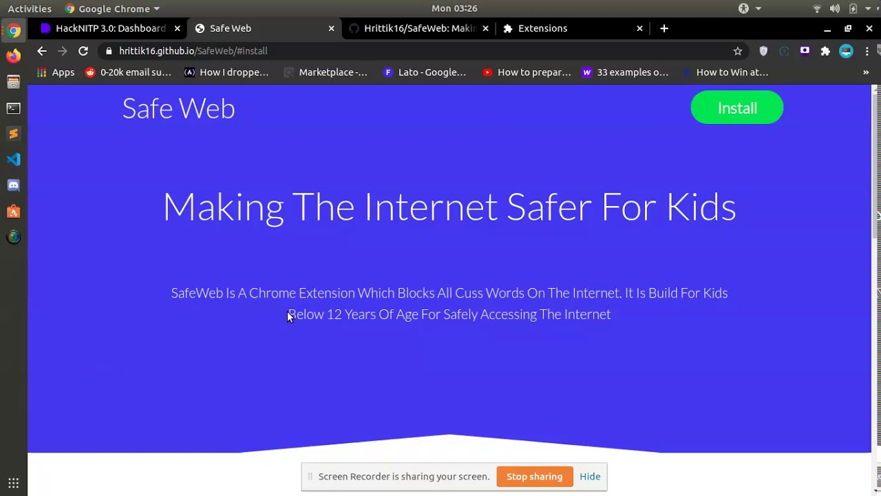 HackNITP Hackathon Project: Safe Web