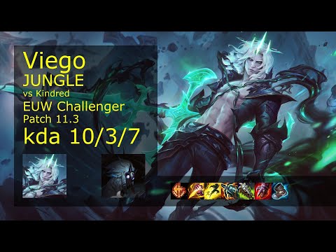 Viego vs Kindred Jungle - EUW Challenger 10/3/7 Patch 11.3 Gameplay