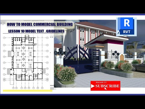 How to model Commercial Building in revit 2023 lesson 10 Model text, Gridelines