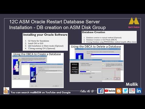 12C ASM Oracle Restart Database Server Installation DB creation on ASM Disk Group