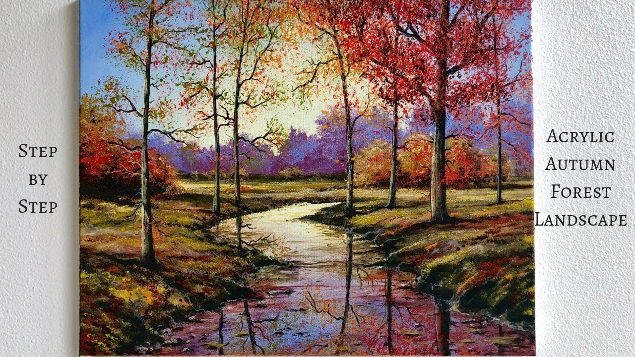 acrylic painting autumn forest step by step instructions by colorbyfeliks