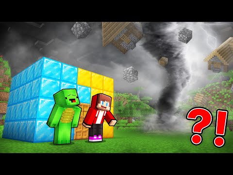 Epic Tornado vs Mikey and JJ Diamond Base in Minecraft (Maizen)