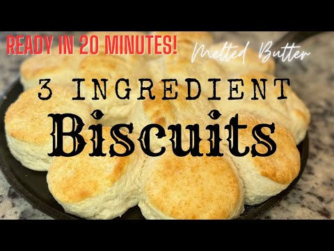 EASY 3 Ingredient Biscuits! Ready in 20 Minutes! Made with MELTED Butter! SO EASY! #recipe