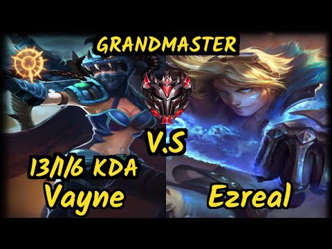 Uzi (VAYNE) vs EZREAL - 13/1/6 KDA BOTTOM ADC GAMEPLAY - KR Ranked GRANDMASTER