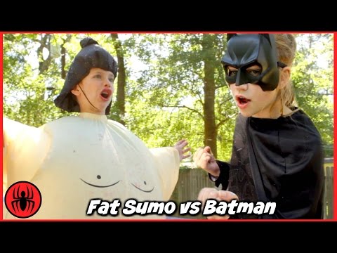 Fat Sumo vs Batman Giant Sumo Battle in real life SuperHero Kids