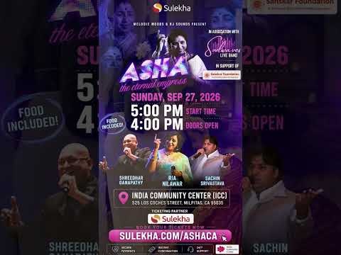Asha Bhosle's Timeless Melodies Return to the Bay Area  | Sep 27