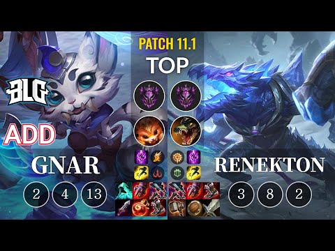 BLG ADD Gnar vs Renekton Top - KR Patch 11.1