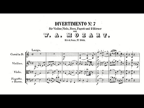 Mozart: Divertimento No. 7 in D major, K. 205/167A (with Score)