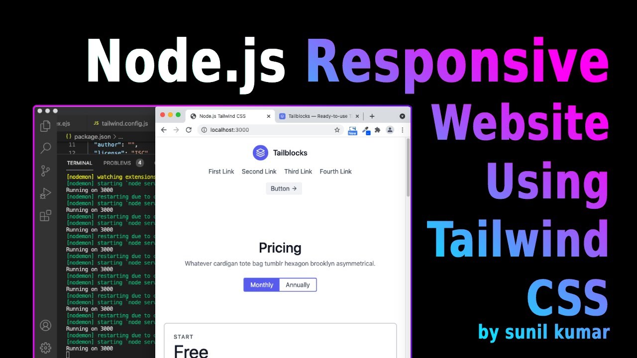 Node.js Tailwind Css Tutorial | Build a Responsive Node.js Website with Tailwind CSS