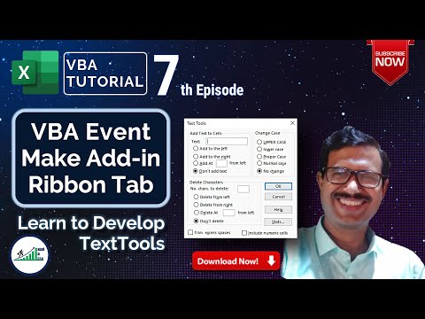VBA Tutorial | VBA Event | Add-in | Ribbon | TextTools Software | E07 | Excel in Life