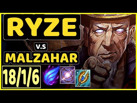 NOMANZ (RYZE) vs MALZAHAR - QUADRAKILL 18/1/6 KDA MID GAMEPLAY - EUW Ranked GRANDMASTER
