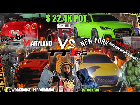 GTR R35 FULL BOLT ON VS BUILT AUDI TTRS STREET RACE $22.4K POT UNBELIEVABLE! WHO WON?(GOES WRONG🤯)