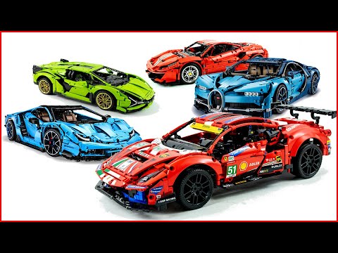 COMPILATION LEGO TECHNIC Top 5 Cars of All Time Buggati Chiron - Lamborghini Centario - Ferrari 488