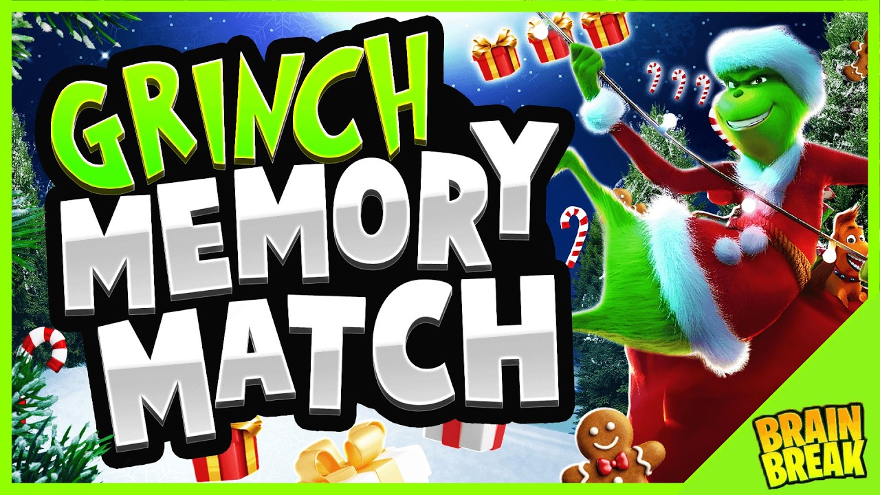 The Grinch's Memory Match Challenge 🟢🎁| Christmas Brain Break