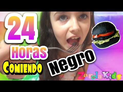 24 HORAS COMIENDO NEGRO!! comida por colores zarolakids