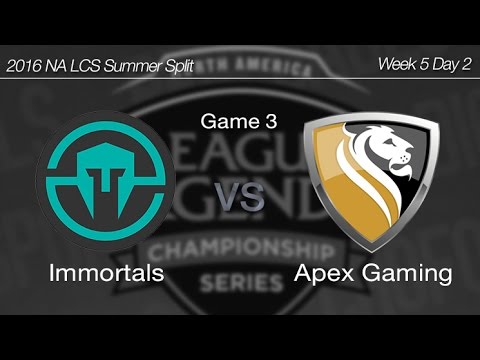 [ Immortals vs Apex Gaming ] Game 3 2016 NA LCS Summer Week 5 Day 2 160703