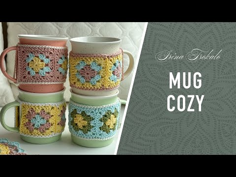 Granny Square Crochet MUG COZY 🌸🌿