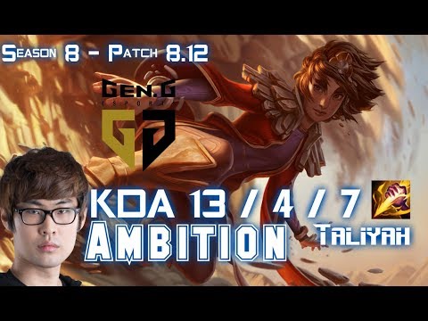 GEN Ambition TALIYAH vs NIDALEE Jungle - Patch 8.12 KR Ranked