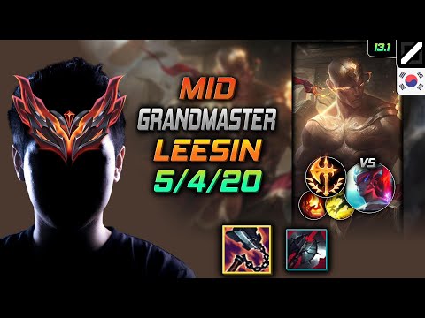 GrandMaster Mid Lee Sin Build Goredrinker Conqueror - Lee Sin Mid vs Yone - LOL KR 13.1