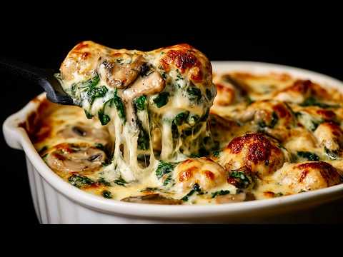 Boring Dinners? Try This Next Level Creamy Chicken & Spinach Bakeπ₯
