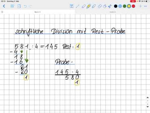Schriftliche Division mit Rest und Probe